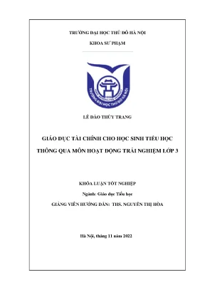 Giáo dục tài chính cho học sinh tiểu học thông qua môn hoạt động trải nghiệm lớp 3