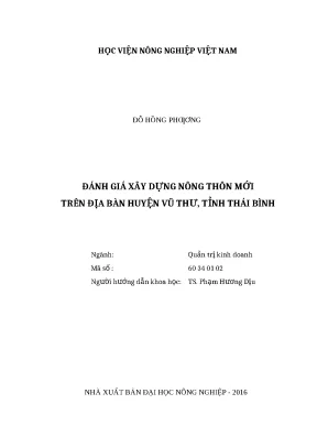 Luận văn thạc sĩ đánh giá xây dựng nông thôn mới trên địa bàn huyện vũ thư tỉnh thái bình
