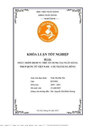 Phát triển dịch vụ thẻ tín dụng tại ngân hàng tmcp quốc tế việt nam chi nhánh hà đông