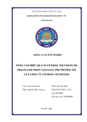 Nâng cao hiệu quả xuất khẩu mặt hàng đá thạch anh nhân tạo sang thị trường mỹ của công ty cổ phần vicostone