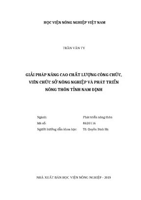 Luận văn thạc sĩ giải pháp nâng cao chất lượng công chức viên chức sở nông nghiệp và phát triển nông thôn tỉnh nam định