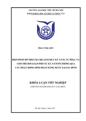 Biện pháp hỗ trợ cha mẹ giáo dục kỹ năng tự phục vụ cho trẻ rối loạn phổ tự kỷ 3 4 tuổi thông qua các hoạt động sinh hoạt hằng ngày tại gia đình