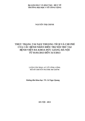 Luận văn thực trạng tai nạn thương tích và chi phí của các bệnh nhân điều trị nội trú tại bệnh viện đa khoa đức giang hà nội