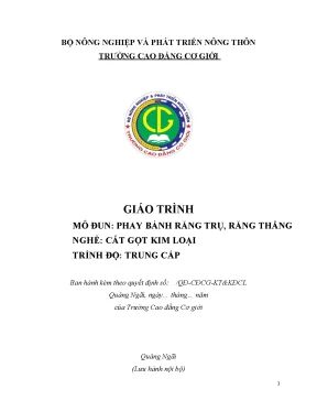 Giáo trình phay bánh răng trụ răng thẳng nghề cắt gọt kim loại trung cấp
