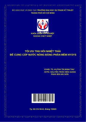 Khóa luận tốt nghiệp tối ưu thu hồi nhiệt thải để cung cấp nước nóng bằng phần mềm hysys