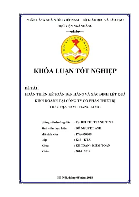Hoàn thiện kế toán bán hàng và xác định kết quả kinh doanh tại công ty cổ phần thiết bị trắc địa nam thăng long khoá luận tốt nghiệp