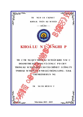 Thực trạng quy trình kiểm toán khoản mục doanh thu bán hàng và cung cấp dịch vụ tại công ty tnhh kiểm toán và định giá thăng long t d k chi nhánh đà nẵng