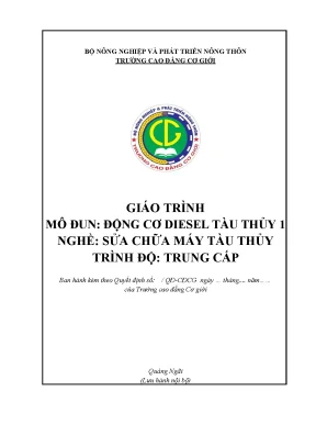 Giáo trình động cơ diesel tàu thuỷ 1 nghề sửa chữa máy tàu thuỷ trung cấp