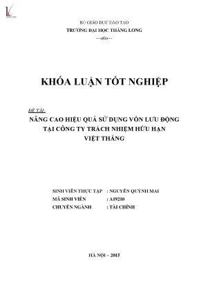 Nâng cao hiệu quả sử dụng vốn lưu động tại công ty tnhh việt thắng