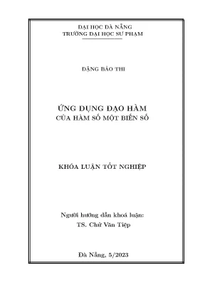 Ứng dụng đạo hàm của hàm số một biến số