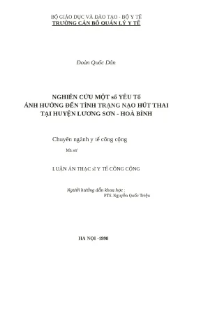 Luận văn nghiên cứu một số yếu tố ảnh hưởng đến tình trạng nạo hút thai tại huyện lương sơn hoà bình