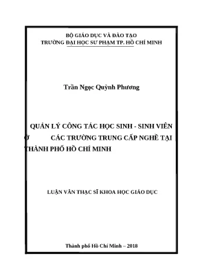 Luận văn thạc sĩ quản lí công tác học sinh sinh viên ở các trường trung cấp nghề tại thành phố hồ chí minh