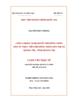 Luận văn thạc sĩ chất lượng nghị quyết của hđnd từ thực tiễn hđnd thị xã quảng trị tỉnh quảng trị