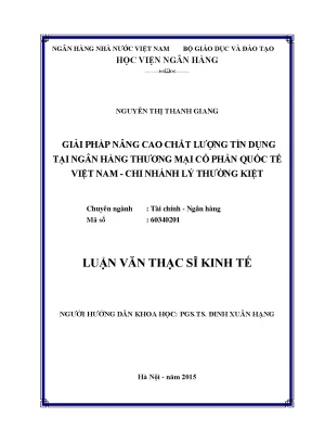 Giải pháp nâng cao chất lượng tín dụng tại ngân hàng thương mại cổ phần quốc tế việt nam chi nhánh lý thường kiệt