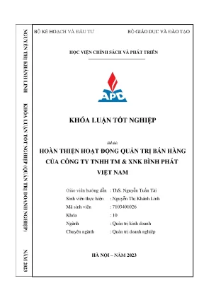 Hoàn thiện hoạt động quản trị bán hàng của công ty tnhh tm xnk bình phát việt nam