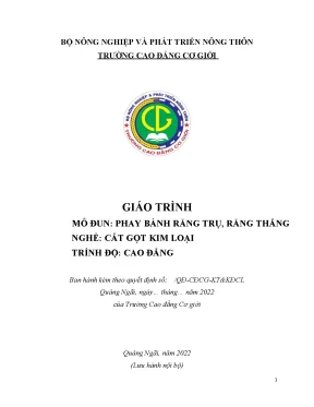 Giáo trình phay bánh răng trụ răng thẳng nghề cắt gọt kim loại cao đẳng