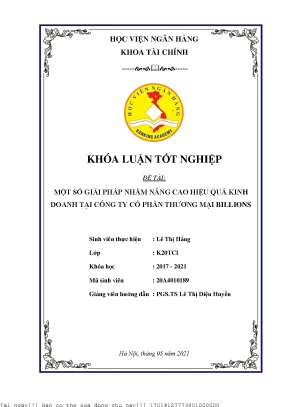 Một số giải pháp nâng cao hiệu quả kinh doanh tại công ty cổ phần thương mại billions
