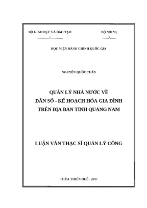 Luận văn thạc sĩ quản lý nhà nước về dân số kế hoạch hóa gia đình trên địa bàn tỉnh quảng nam