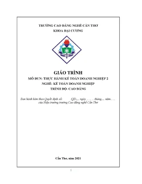 Giáo trình thực hành kế toán doanh nghiệp 2 nghề kế toán doanh nghiệp trình độ cao đẳng trường cao đẳng nghề cần thơ