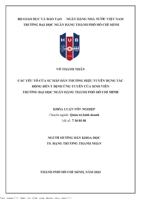 Các yếu tố của sự hấp dẫn thương hiệu tuyển dụng tác động đến ý định ứng tuyển của sinh viên trường đại học ngân hàng tp hồ chí minh 2023