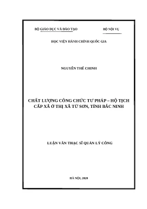 Luận văn thạc sĩ chất lượng công chức tư pháp hộ tịch cấp xã ở thị xã từ sơn tỉnh bắc ninh