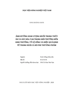 Luận văn thạc sĩ ảnh hưởng của hàm lượng muối trong thức ăn và oxy hòa tan trong môi trường đến sinh trưởng tỷ lệ sống và hiệu quả kinh tế trong nuôi cá rô phi thương phẩm
