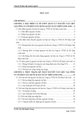 Hoàn thiện kế toán nguyên vật liệu tại công ty cổ phần xây dựng sản xuất thép linh anh