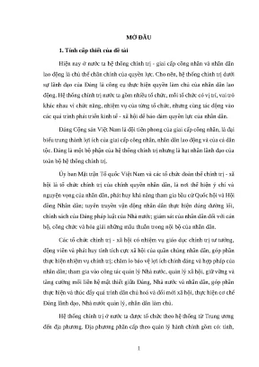Luận văn ths cth vai trò của hệ thống chính trị cơ sở trong việc phát huy quyền làm chủ của nhân dân tại xã vĩnh lộc a huyện bình chánh thành phố hồ chí minh