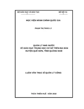 Luận văn thạc sĩ quản lý nhà nước về giáo dục trung học cơ sở trên địa bàn huyện quế sơn tỉnh quảng nam