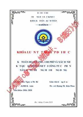 Kế toán doanh thu chi phí và xác định kết quả kinh doanh của công ty cổ phần xây dựng thương mại hương đồng