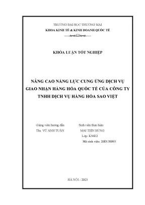 Năng lực cung ứng dịch vụ giao nhận hàng hóa quốc tế của công ty tnhh dịch vụ hàng hóa sao việt
