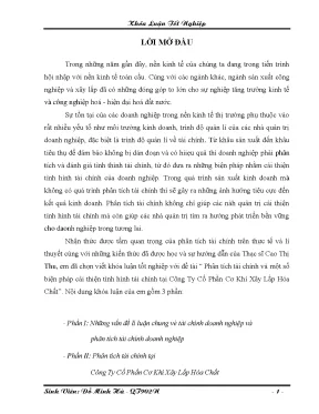 Phân tích tài chính và một số biện pháp cải thiện tình hình tài chính tại công ty cổ phần cơ khí xây lắp hóa chất