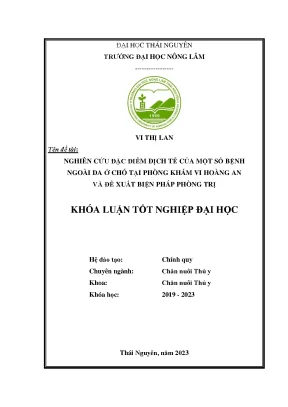 Nghiên cứu đặc điểm dịch tễ của một số bệnh ngoài da ở chó tại phòng khám thú y vi hoàng an