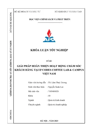 Giải pháp hoàn thiện hoạt động chăm sóc khách hàng tại dcodes coffee lab campus việt nam