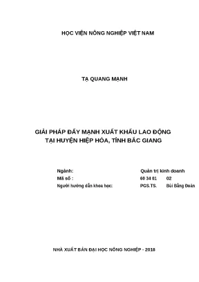 Luận văn thạc sĩ giải pháp đẩy mạnh xuất khẩu lao động tại huyện hiệp hòa tỉnh bắc giang