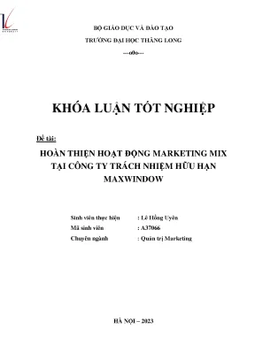 Hoàn thiện hoạt động marketing mix của công ty tnhh maxwindow