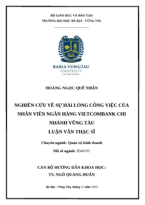 Luận văn thạc sĩ nghiên cứu về sự hài lòng công việc của nhân viên ngân hàng vietcombank chi nhánh vũng tàu