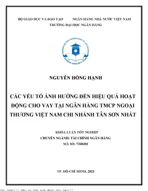 Các yếu tố ảnh hưởng đến hiệu quả hoạt động cho vay tại ngân hàng tmcp ngoại thương việt nam chi nhánh tân sơn nhất khóa luận đại học chuyên ngành tài chính ngân hàng