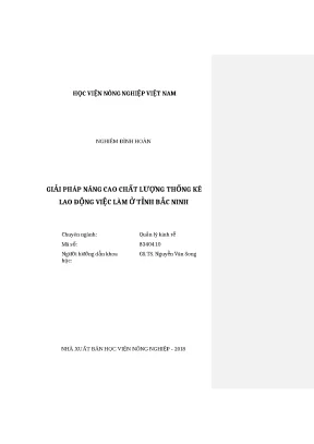 Luận văn thạc sĩ giải pháp nâng cao chất lượng thống kê lao động việc làm ở tỉnh bắc giang