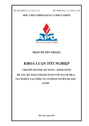 Kế toán thanh toán với người mua người bán tại công ty cổ phần tuyên quang xanh