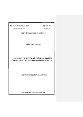 Luận văn thạc sĩ quản lý nhà nước về giảm nghèo bền vững trên địa bàn thành phố hồ chí minh