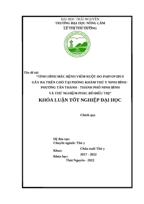 Luận văn tình hình mắc bệnh viêm ruột do parvovirus gây ra trên chó tại phòng khám thú y ninh bình phường tân thành thành phố ninh bình và thử nghiệm phác đồ điều trị