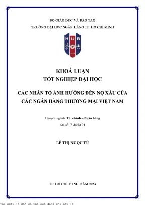 Các nhân tố ảnh hưởng đến nợ xấu của các ngân hàng thương mại việt nam 2023