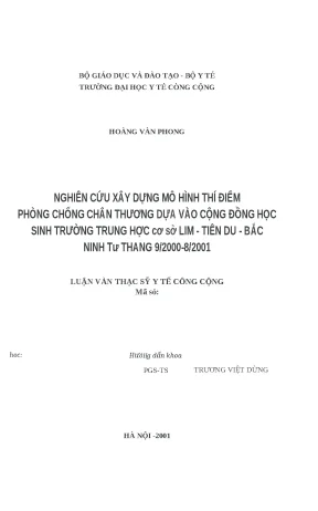 Luận văn nghiên cứu xây dựng mô hình thí điểm phòng chống chấn thương dựa vào cộng đồng học sinh trường trung học cơ sở lim tiên du bắc ninh
