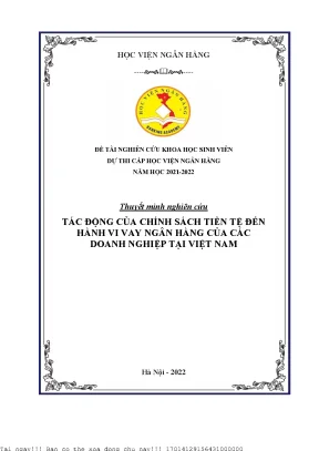 Tác động của chính sách tiền tệ đến hành vi vay ngân hàng của doanh nghiệp tại việt nam