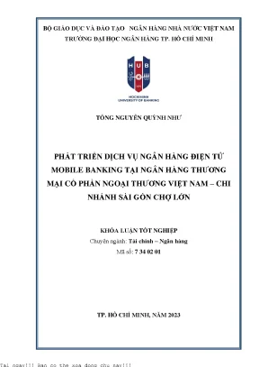 Phát triển dịch vụ ngân hàng điện tử mobile banking tại ngân hàng thương mại cổ phần ngoại thương việt nam cn sài gòn chợ lớn 2023
