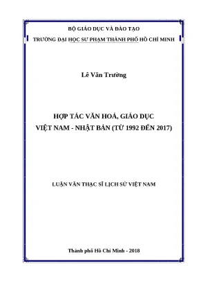 Luận văn thạc sĩ hợp tác văn hóa giáo dục việt nam nhật bản từ 1992 đến 2017