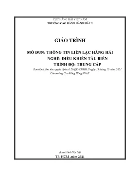 Giáo trình thông tin liên lạc hàng hải nghề điều khiển tàu biển trình độ trung cấp