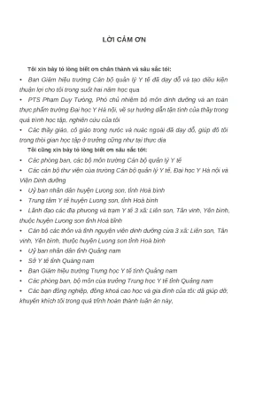 Luận văn đánh giá sự cải thiện tình trạng suy dinh dưỡng trẻ em dưới 5 tuổi qua việc cải tiến cách giáo dục bà mẹ ở xã liên sơn huyện lương sơn hoà bình