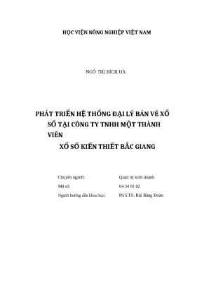 Luận văn thạc sĩ phát triển hệ thống đại lý bán vé xổ số tại công ty tnhh một thành viên xổ số kiến thiết bắc giang